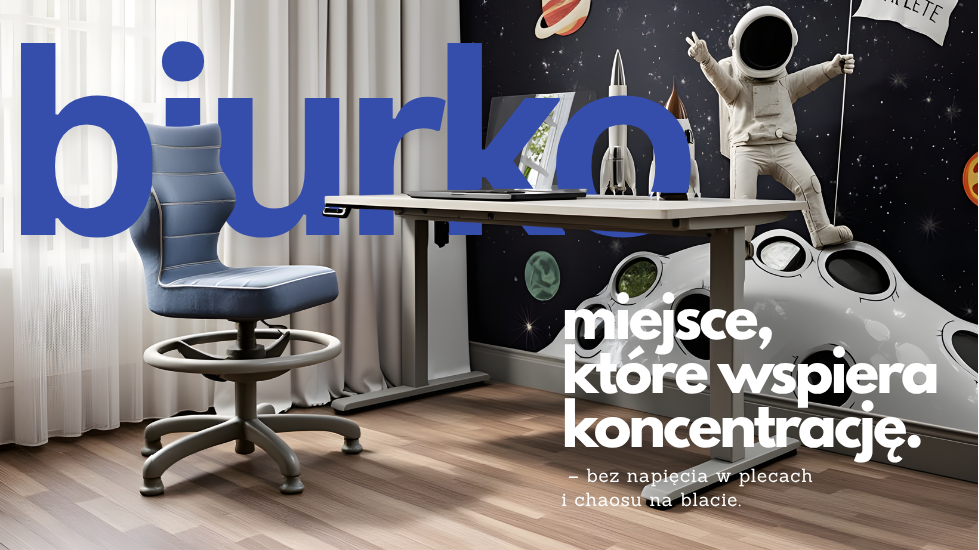 biurko regulowane entelo i krzesło entelo